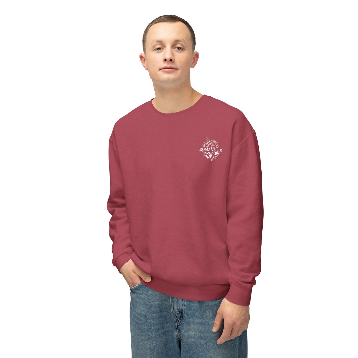 romans 5:8 christian sweatshirt