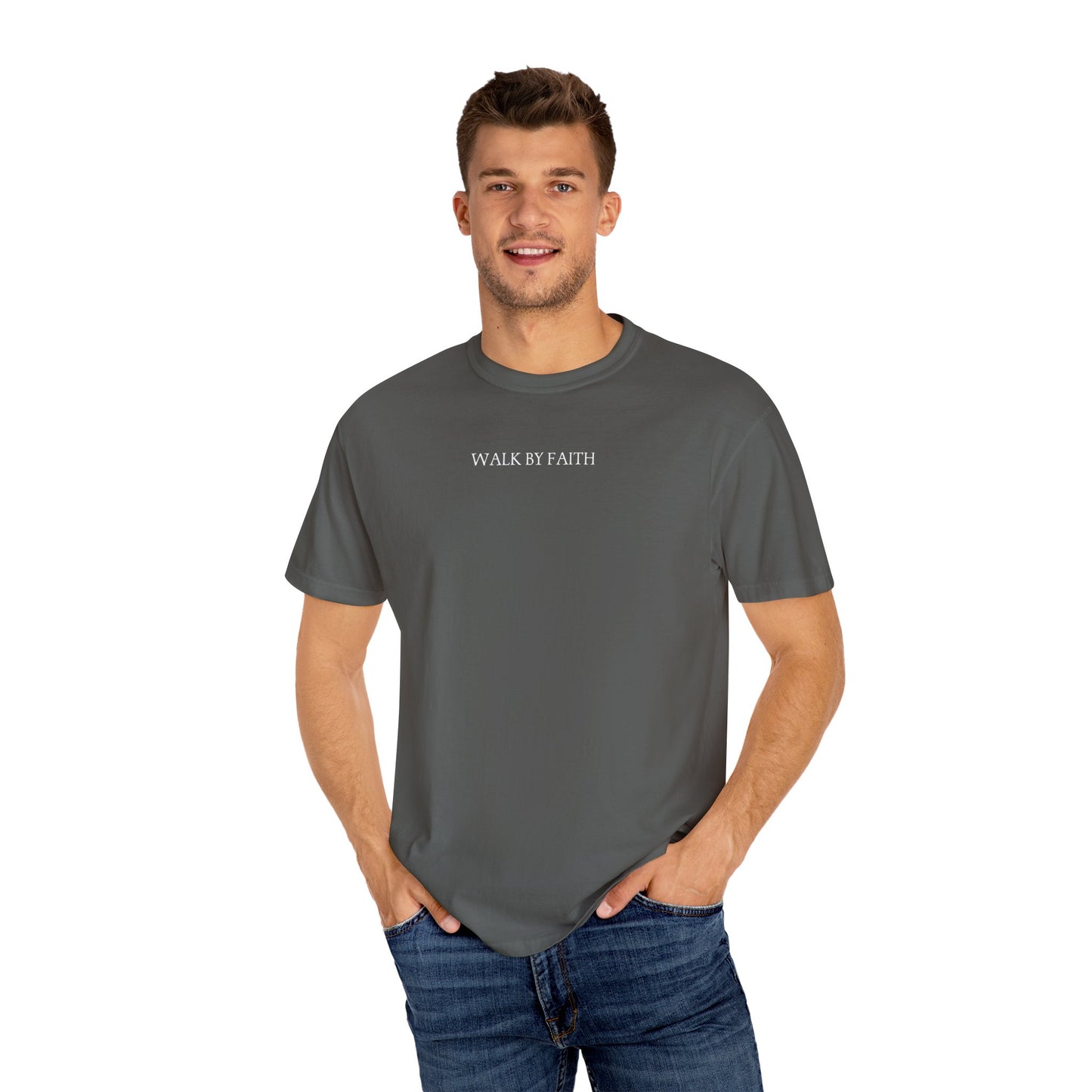 walk by faith christian t-shirt