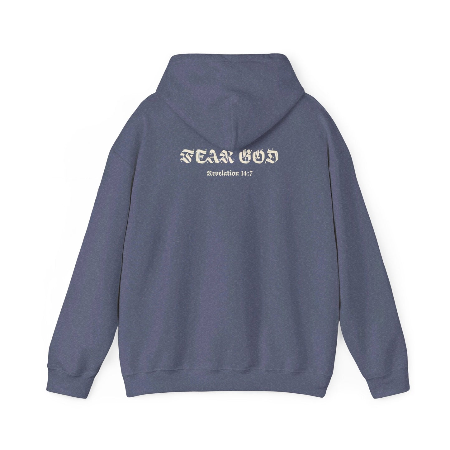 fear god hoodie - revelation 14:7 - renewed life apparel