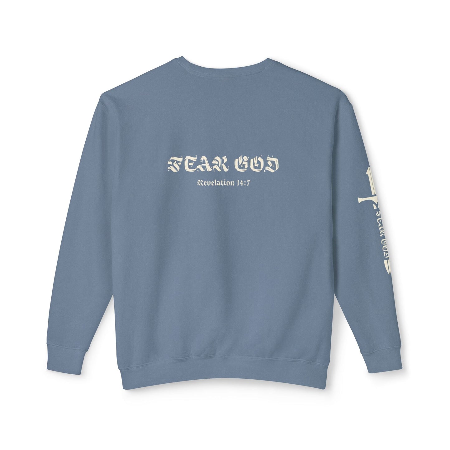 limited fear of god revelation 14:7 crewneck - renewed life apparel