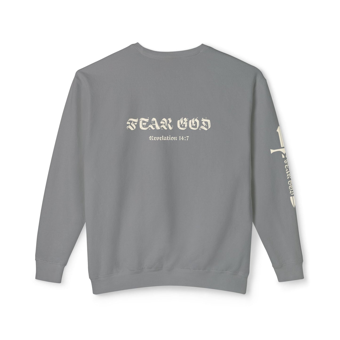 limited fear of god revelation 14:7 crewneck - renewed life apparel