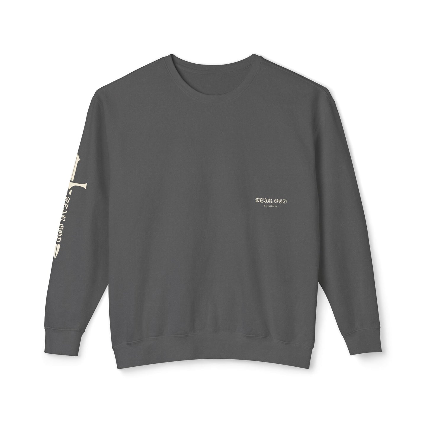 limited fear of god revelation 14:7 crewneck - renewed life apparel