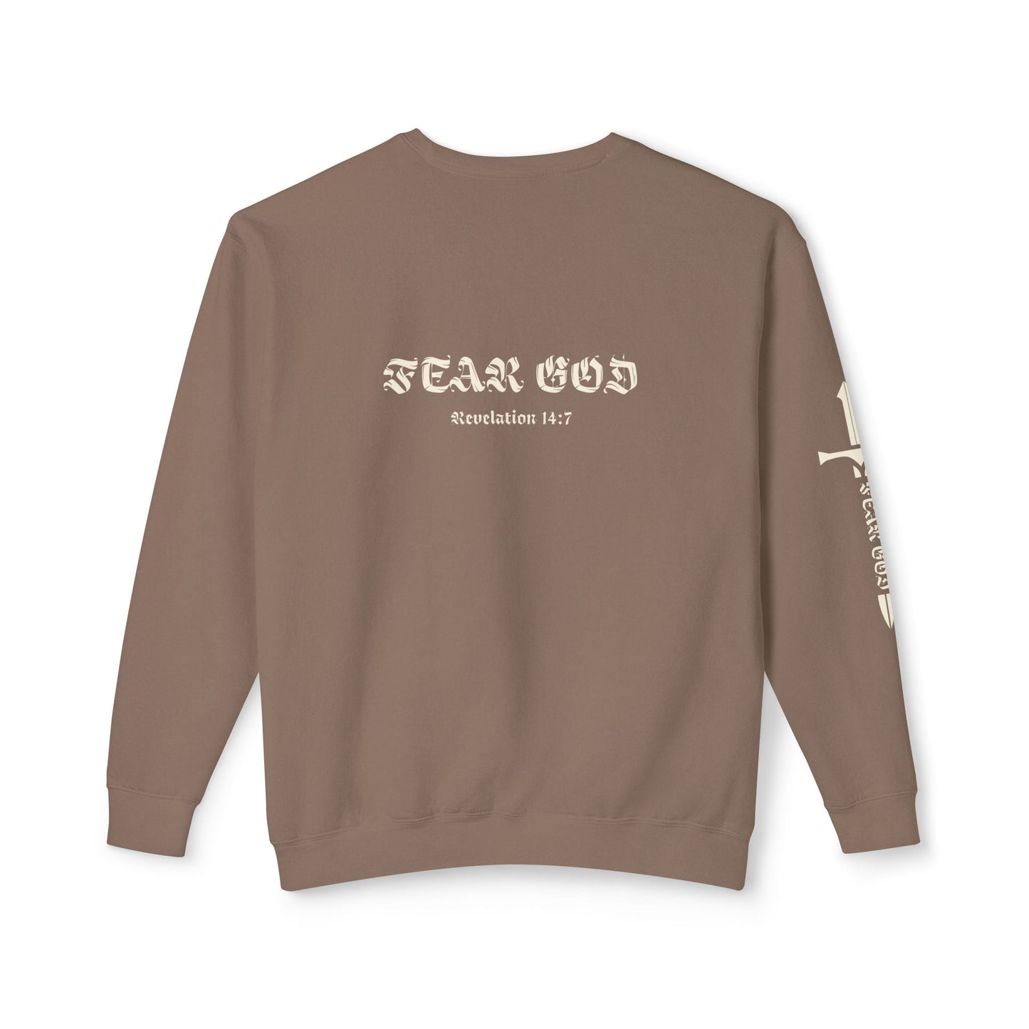 limited fear of god revelation 14:7 crewneck - renewed life apparel